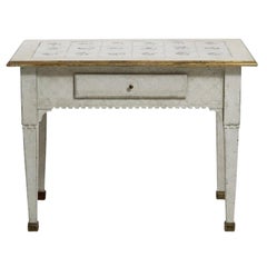 18th-19th Century Swedish Gustavian Tile Top Table - Antique Small Pine Table