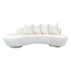 Retro 20th Century White American Directional Sofa, Curved Settee by Vladimir Kagan