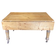 Charming 19th Century Country English Drop Leaf Pine Farmhouse Dining Table