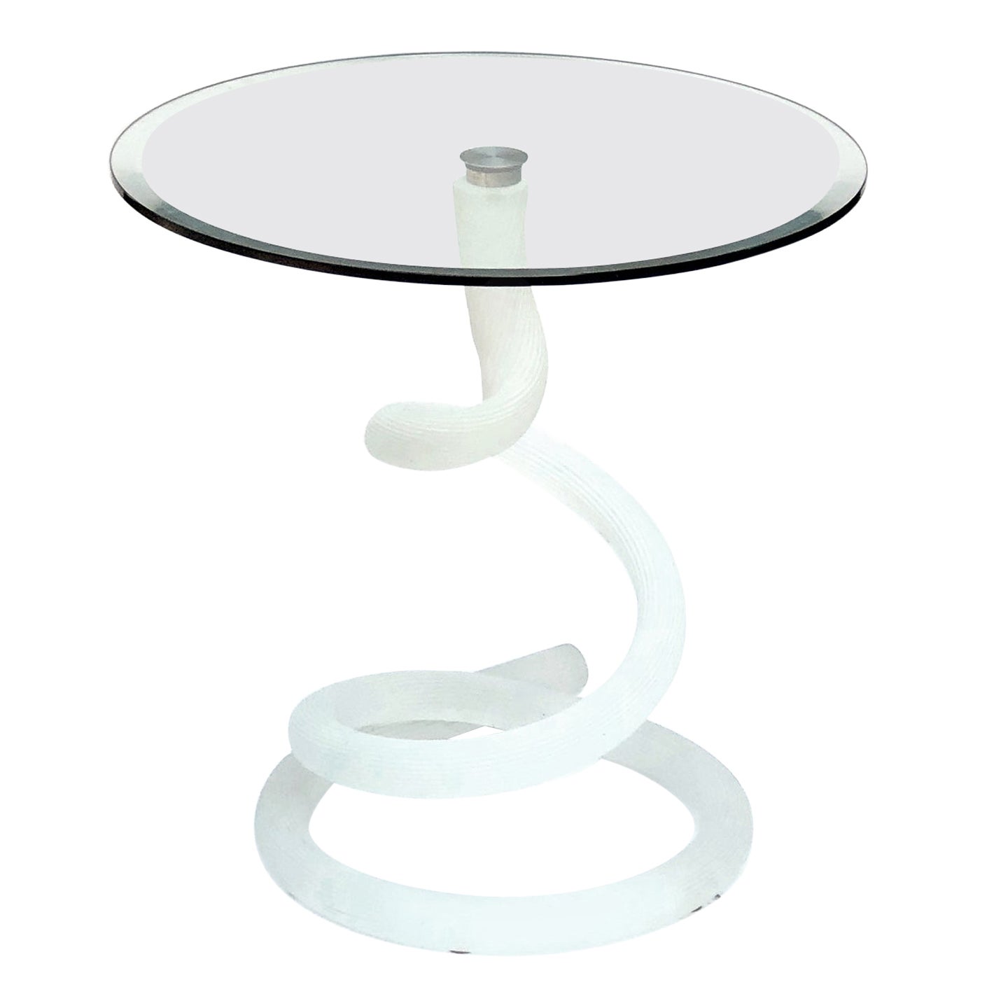A Glass Table with Spiraling Glass Base by Italian Designer Ghibli For Sale