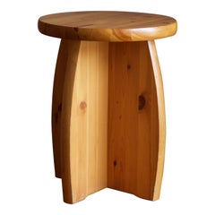 Swedish Modernist Designer, Minimalist Stool, Pine, 1970s