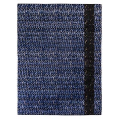 Tapis & Kilims de style scandinave en bleu sur tout le pourtour et motif géométrique noir