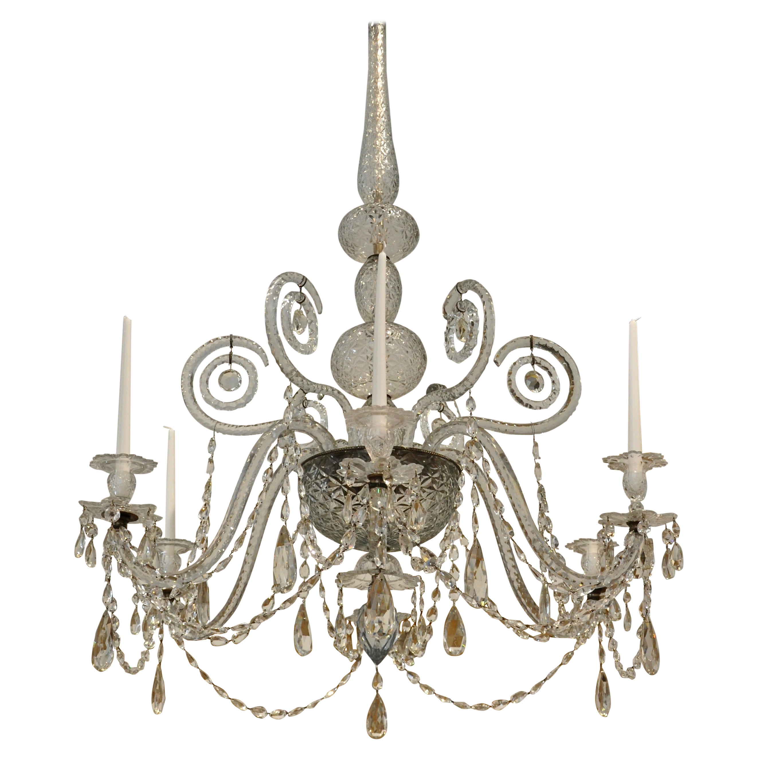 Magnificent Early III Style English Crystal Chandelier For Sale