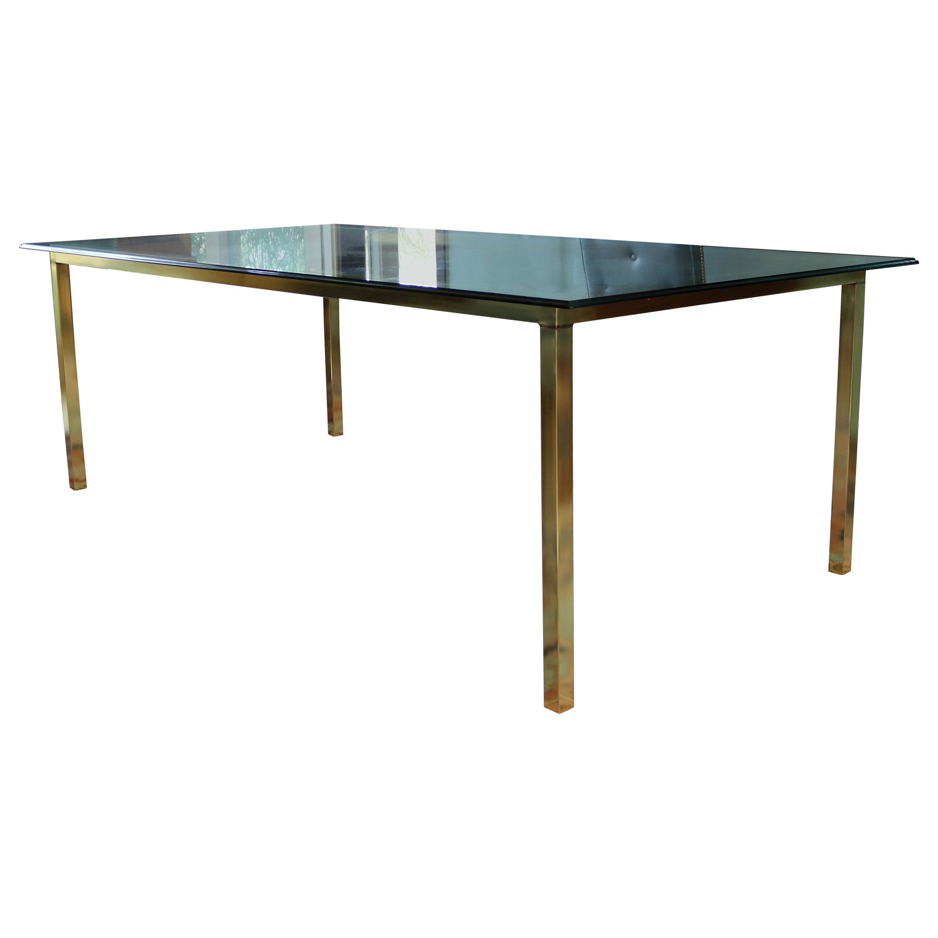 Mid-Century Modern Mastercraft Style Brass & Glass Rectangular Dining Table, 70s