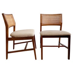 Edward Wormley for Dunbar Pair Vienna Straw Cane Back Side Chairs