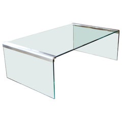 Mid-Century Modern Pace Waterfall Coffee Table Chrome & Glass 1970s