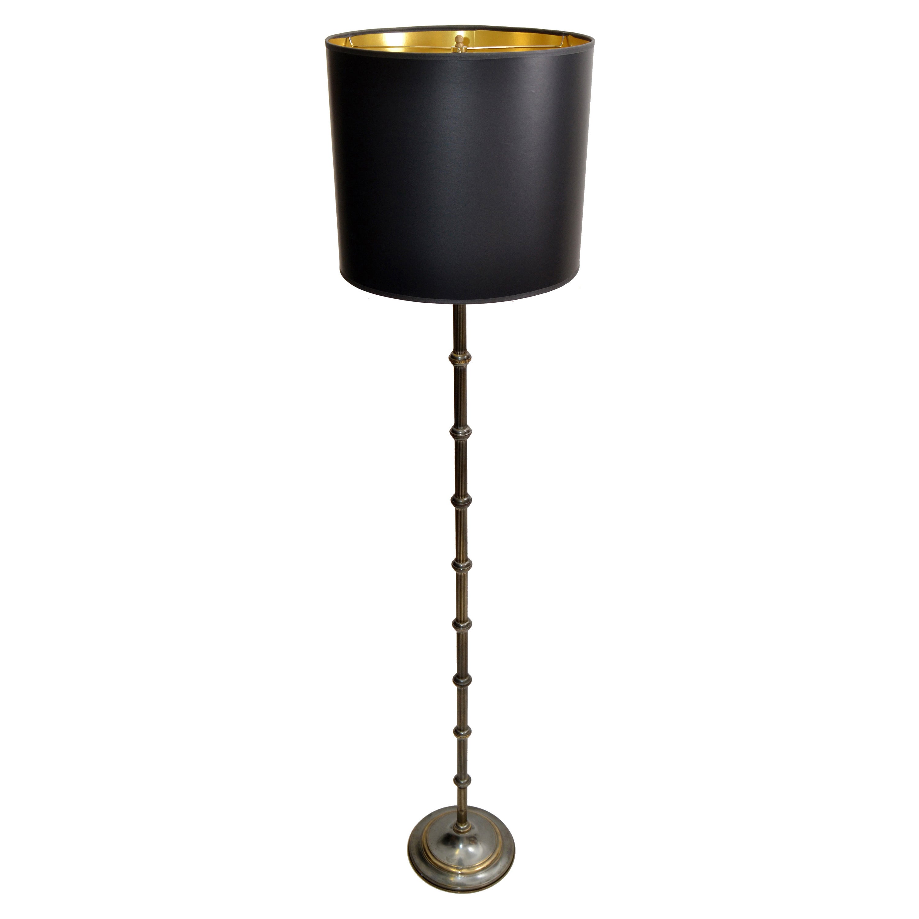 Maison Jansen Silvered Bronze & Brass Floor Lamp Mid-Century Modern France 1950 For Sale