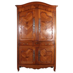 Early 19th Century French Country Louis XV Cherry Cabinet Armoire