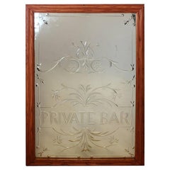 1920's English "Private Bar" Etched Glass Sign