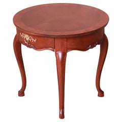 Baker Furniture French Provincial Louis XV Walnut and Burl Tea Table, Refinished