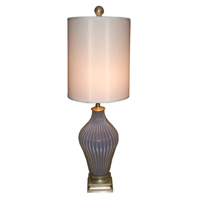 Exceptional Overscaled Marbro Soft Lilac-Tone Murano Glass Lamp