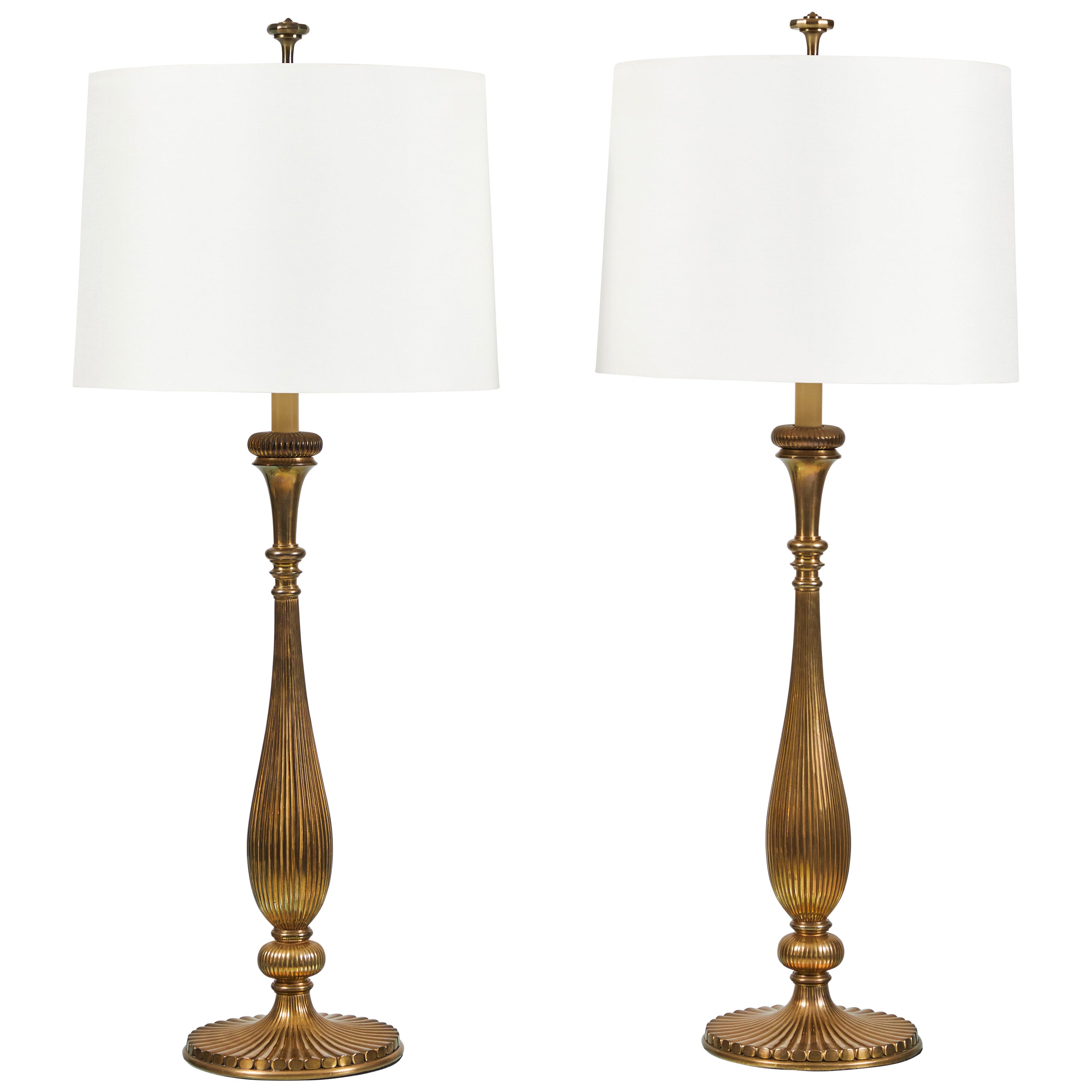 Pair of Brass Lamps by Chapman Lamps For Sale