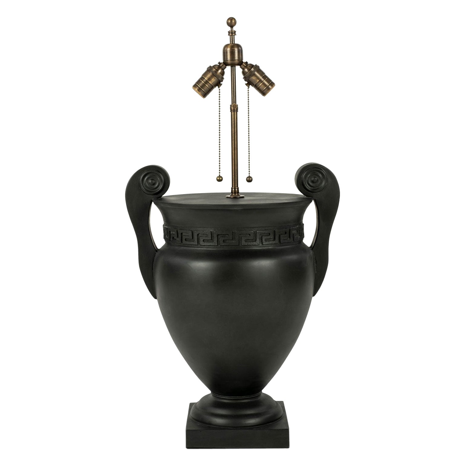 Large Black Plaster Urn-Shape Lamp For Sale