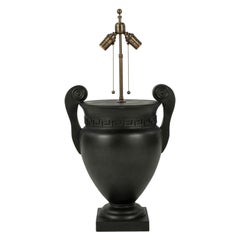 Large Black Plaster Urn-Shape Lamp