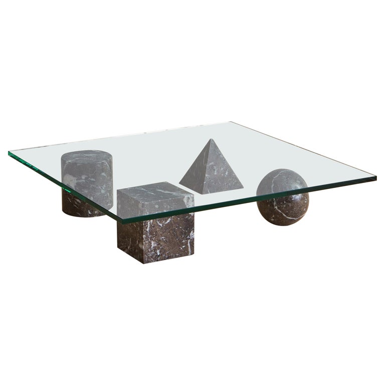Metafora Coffee Table in Brown Mable by Massimo Vignelli For Sale at
