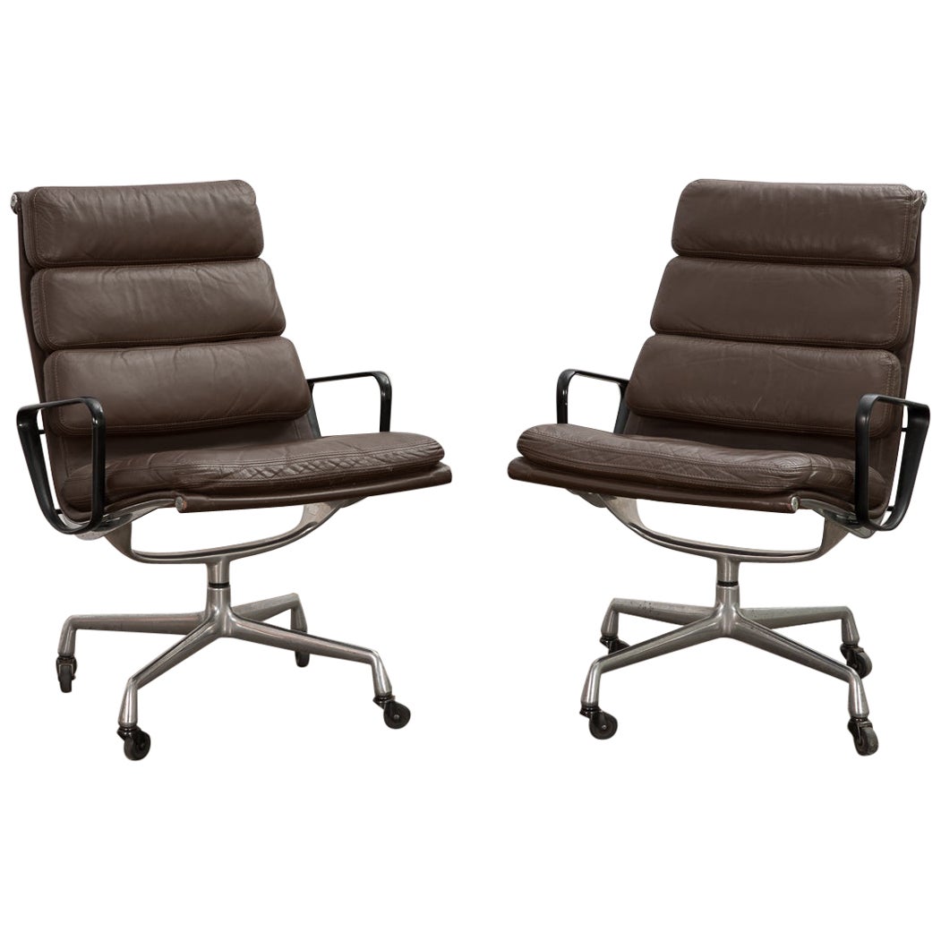 Pair of Eames Soft Pad Executive Leather Office Chair