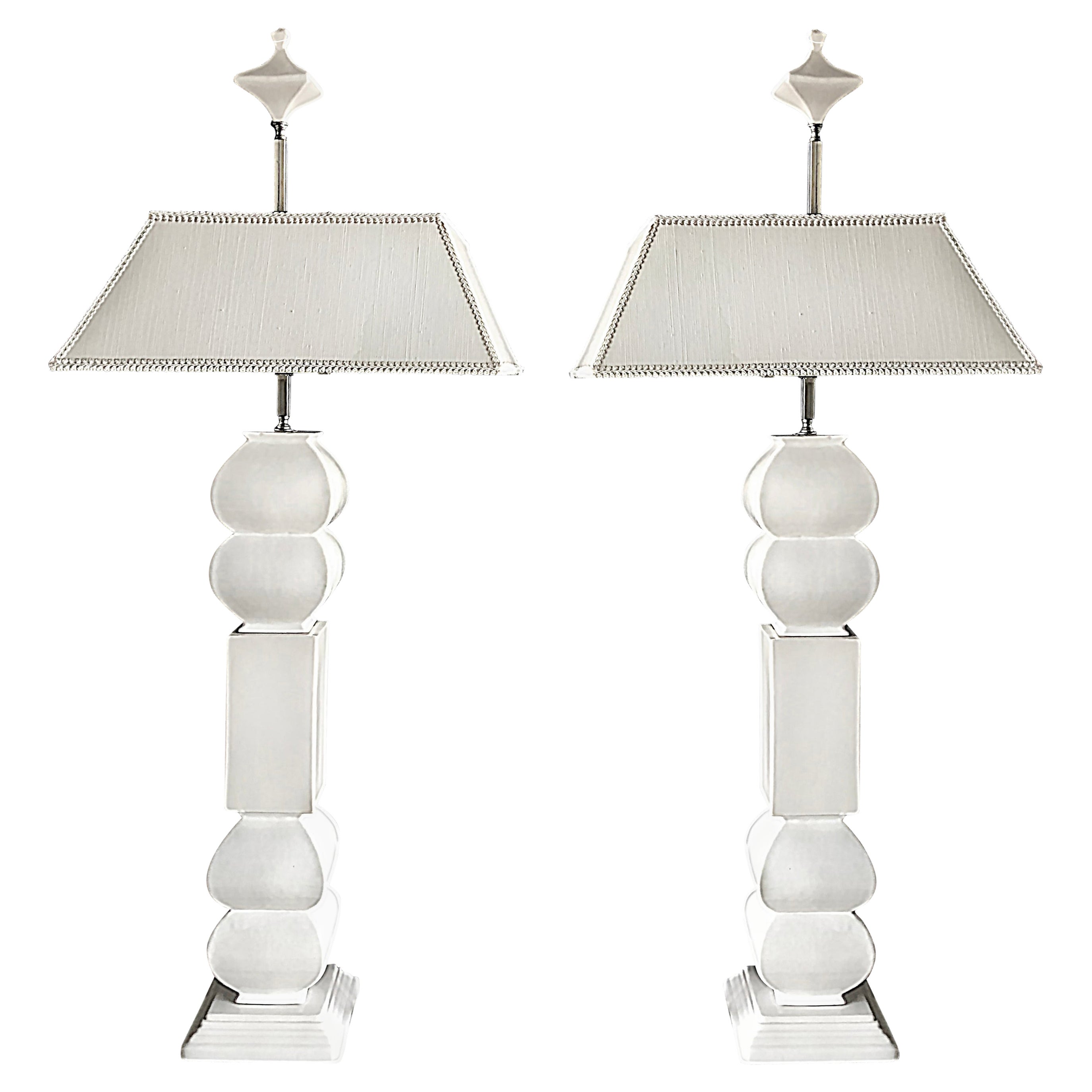 Hollywood Regency Overscale Ceramic Table Lamps, Pair