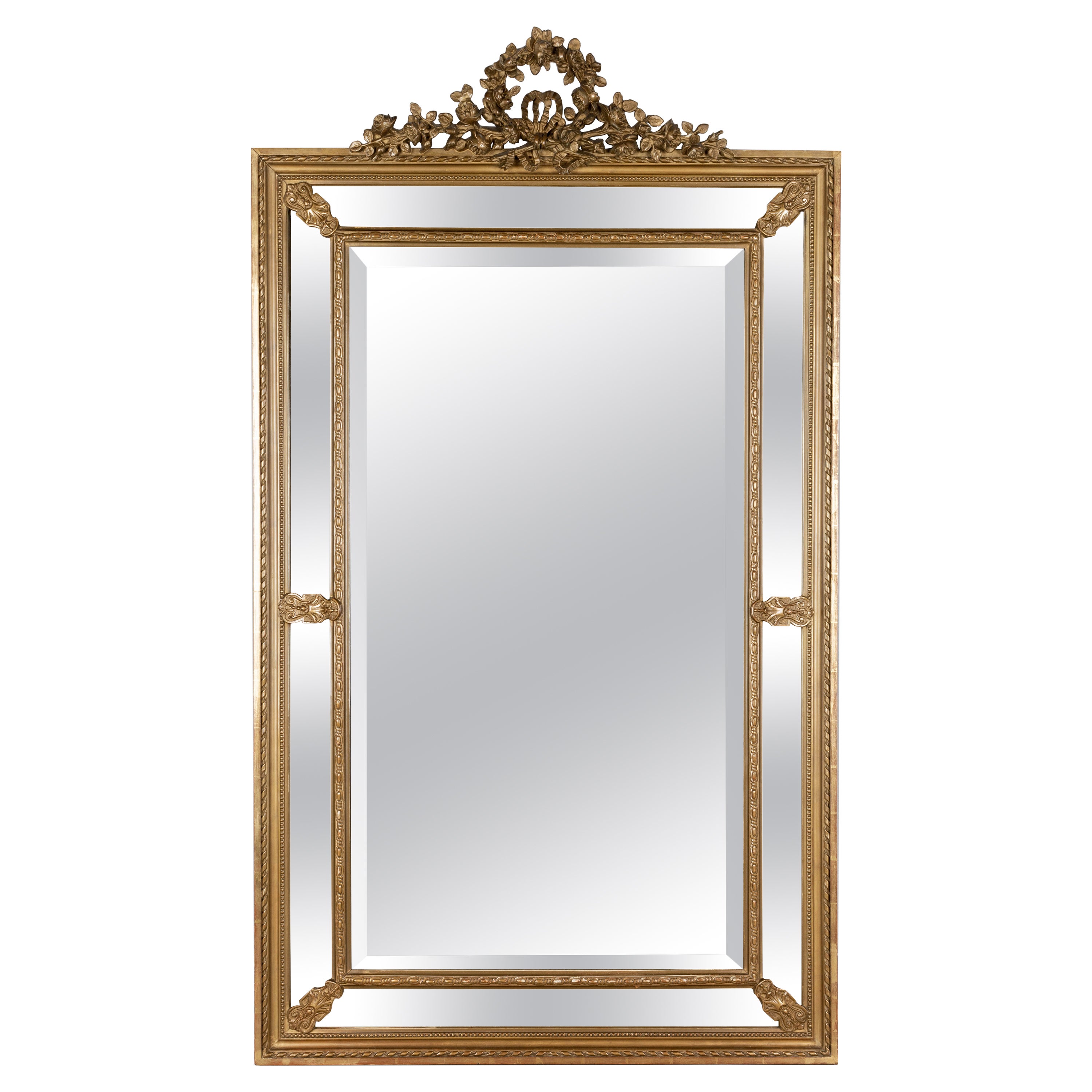 French Antique Pair of Louis XVI Style Gold Leaf Mirrors at 1stDibs