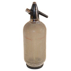 Used Classic Soda Siphon Seltzer Glass Bottle with Wire Mesh