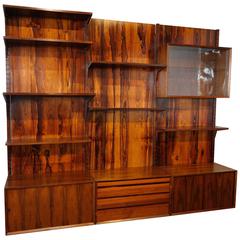 1960s Adjustable Brazilian Jacaranda Shelving Unit 4