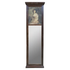 Antique 19th Century Victorian Trumeau Wall Mirror & Portrait of a Woman