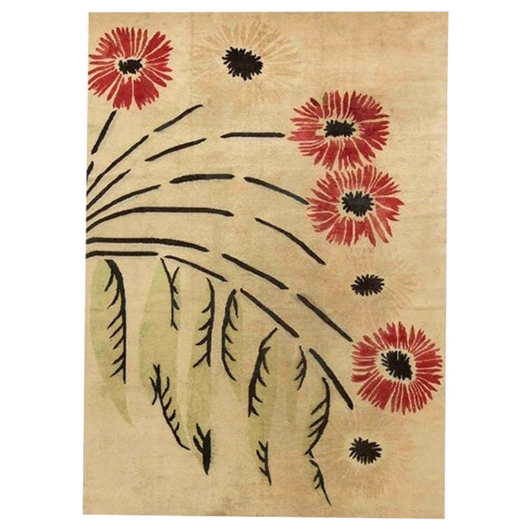 Doris Leslie Blau Collection French Art Deco Floral Handmade Wool Rug