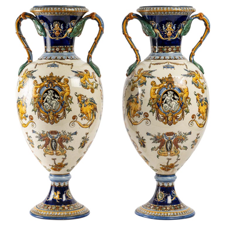 Pair of Vases, Gien Earthenware at 1stDibs