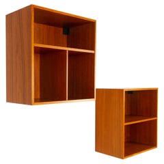 Pair of Danish Modern Wall Mounted Teak Bookcases, 1960s