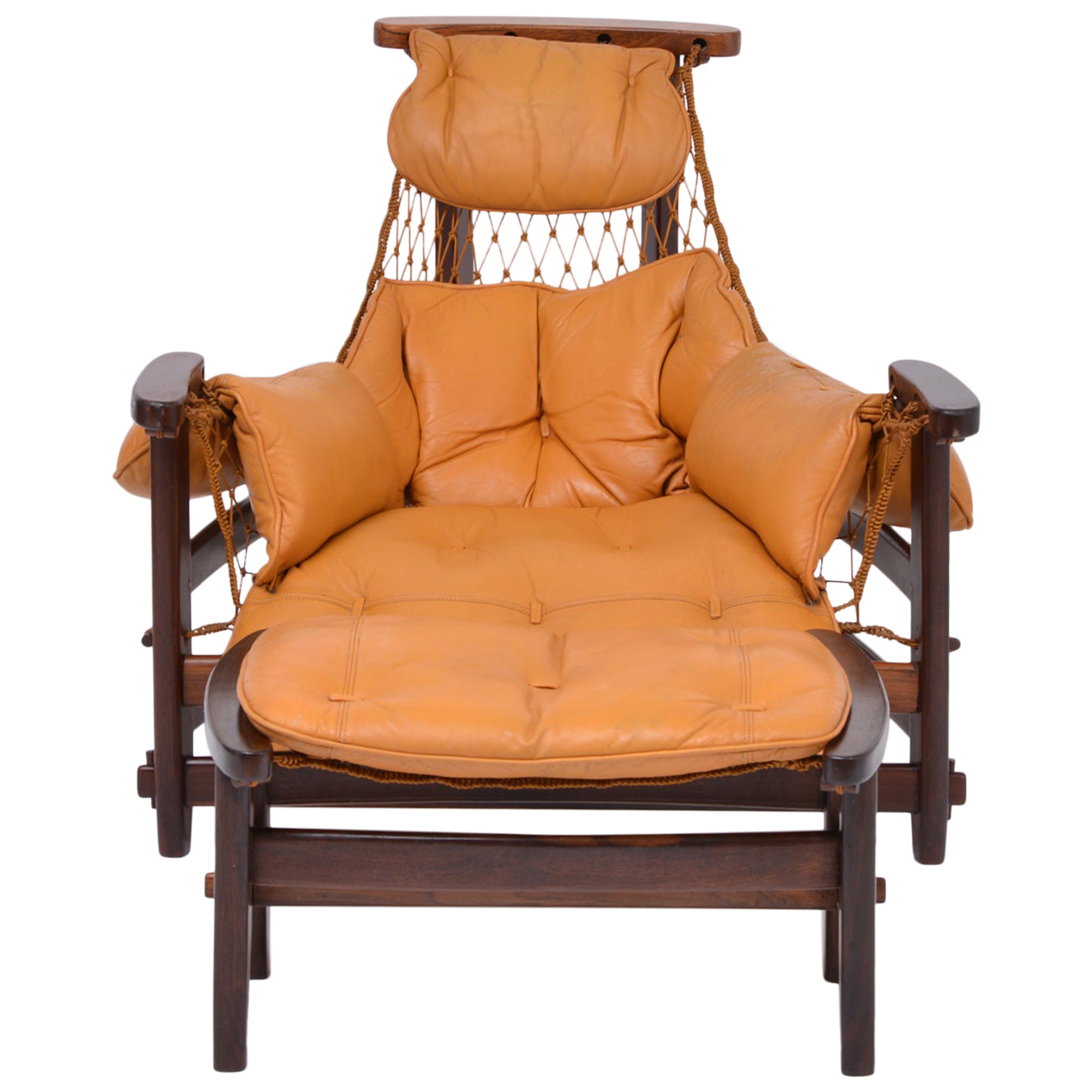 Iconic Brazilian Jangada Lounge Chair with Ottoman by Jean Gillon, 1968
