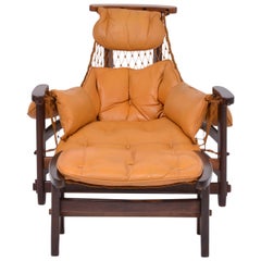 Vintage Iconic Brazilian Jangada Lounge Chair with Ottoman by Jean Gillon, 1968