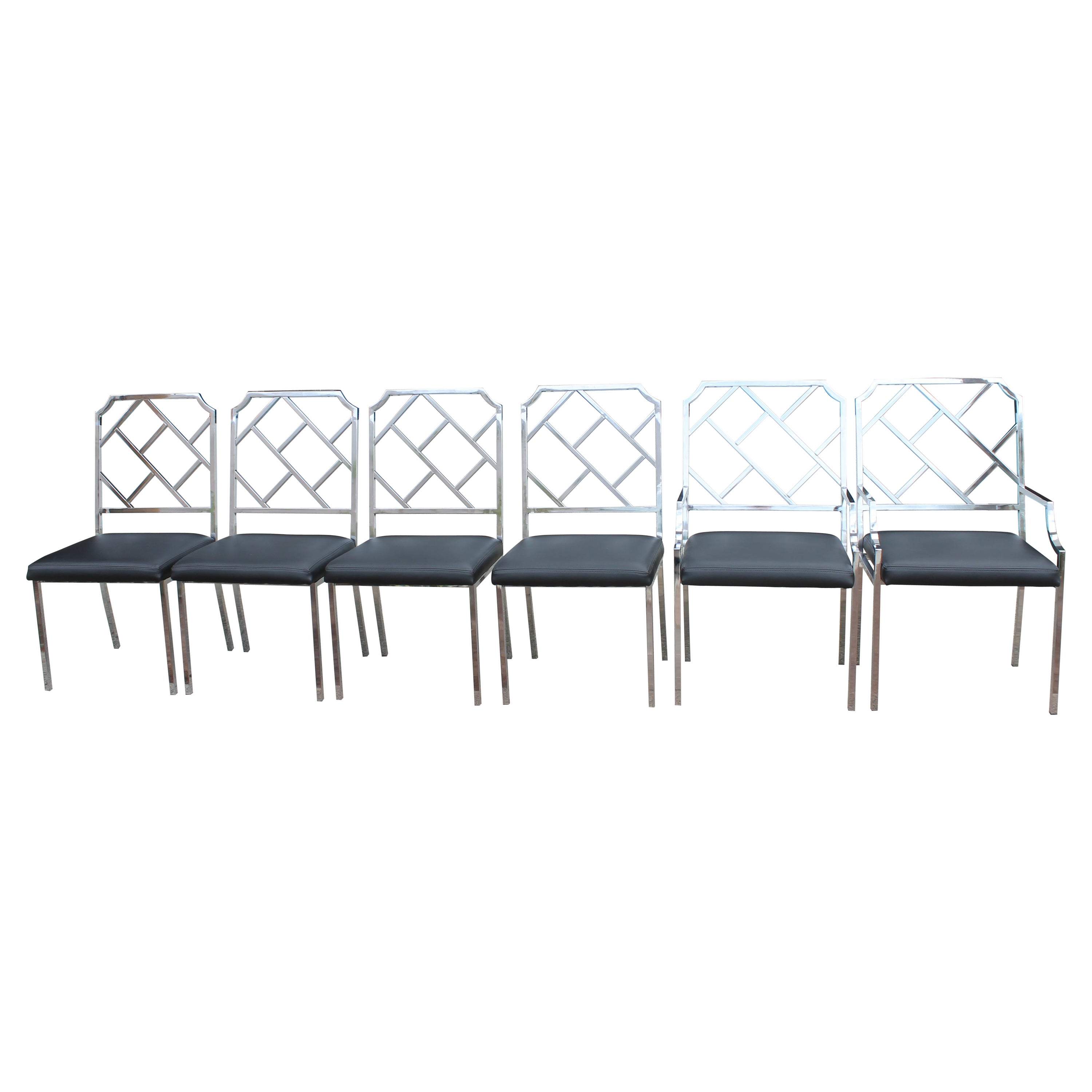 Six Chrome Dining Chairs by Design Institute of America 'DIA'