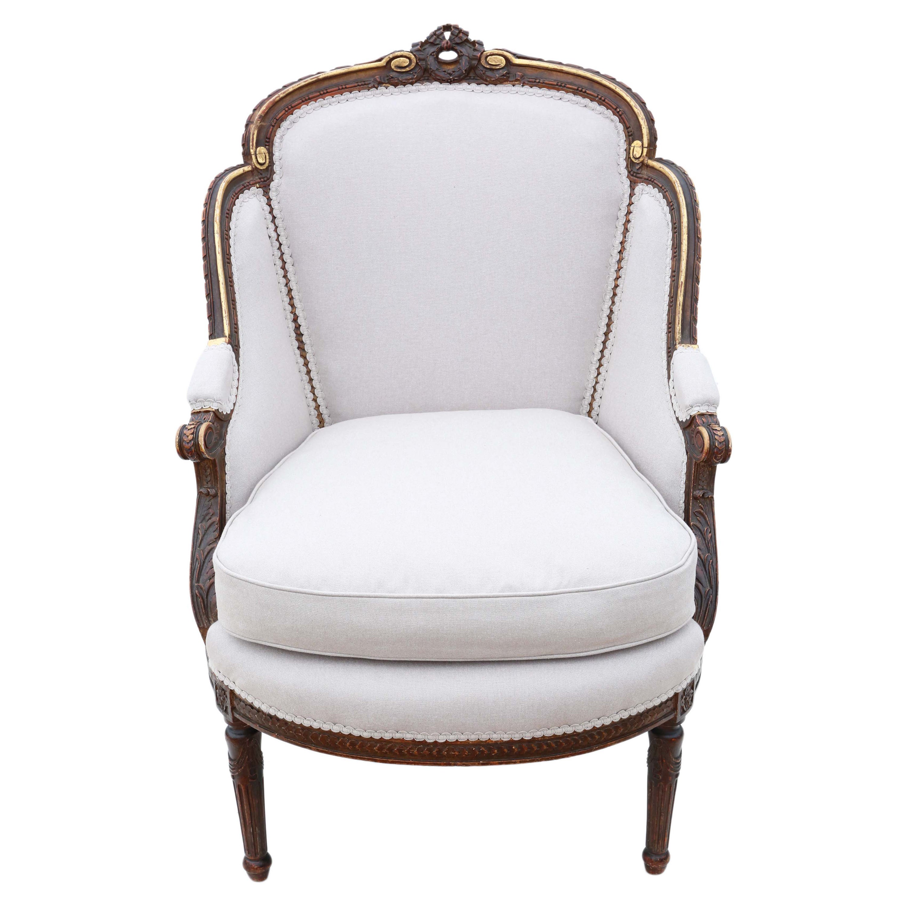 Antique Rare Gilt 19th Century Chair Armchair