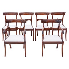 Antique Set of 6 '4 +2' Regency Cuban Mahogany Dining Chairs 19th Century