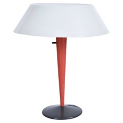 Lightolier Cone Shaped Mauve Color Table Lamp with Mushroom Shade