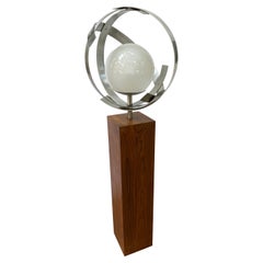 Laurel Globe Walnut and Aluminum Floor Lamp