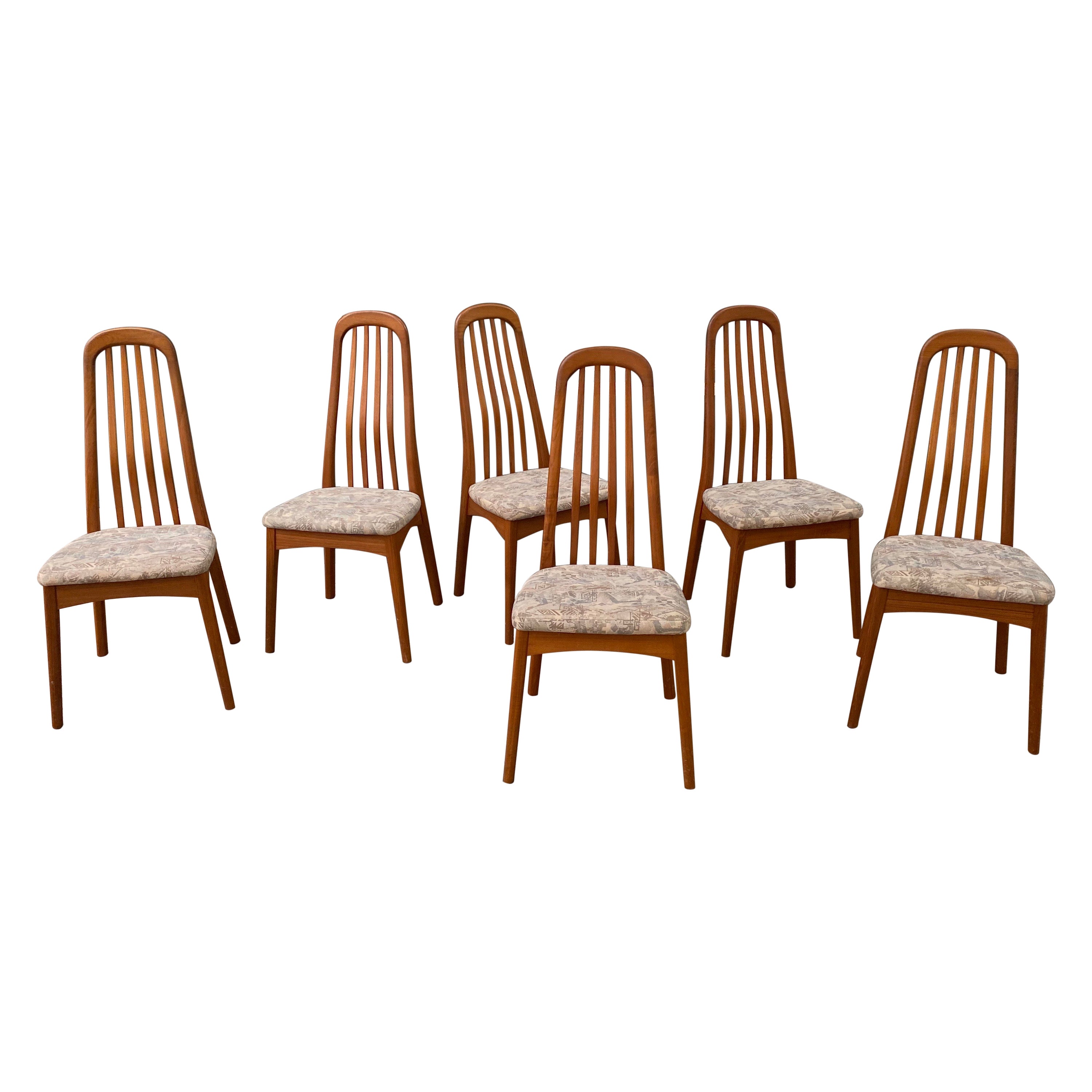 Set of 6 Solid Teak High Back Dining Chairs by Benny Linden