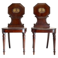 English George III Mahogany Hall Chairs with Adair Armorials, Pair, circa 1805