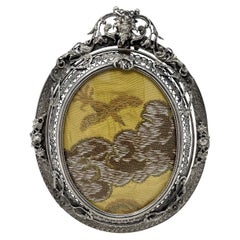Antique French Silvered Bronze Oval Picture Frame, Circa 1890's