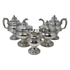 Antiguo juego de té y café americano de 5 piezas "Whartenby & Bumm" Ca 1817