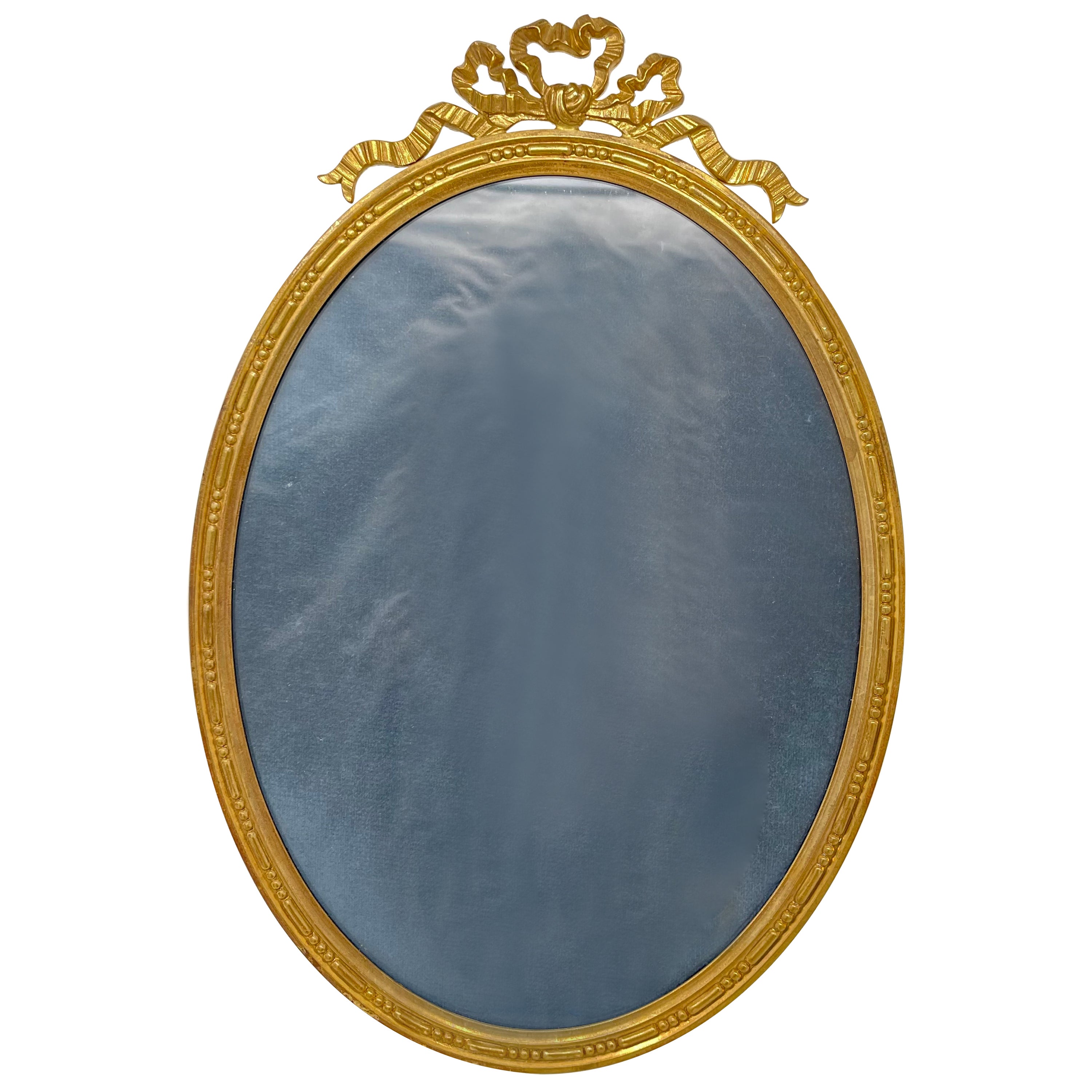 Large Antique French Louis XVI Style Gold Bronze Oval Picture Frame, circa 1890