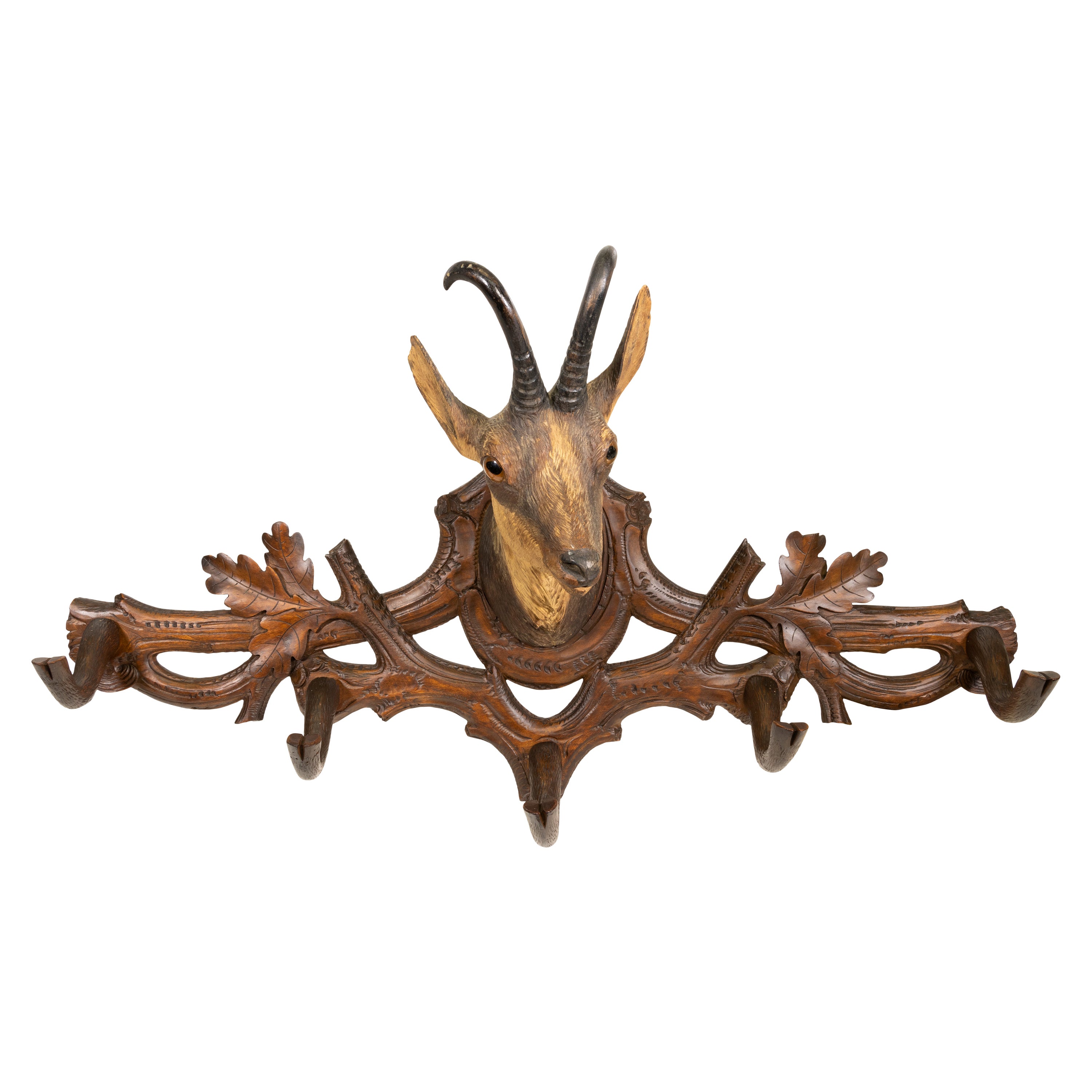 Black Forest Carved Chamois Coat Rack