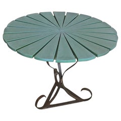 French 19th Century Wrought Iron and Painted Wood Round Garden Table