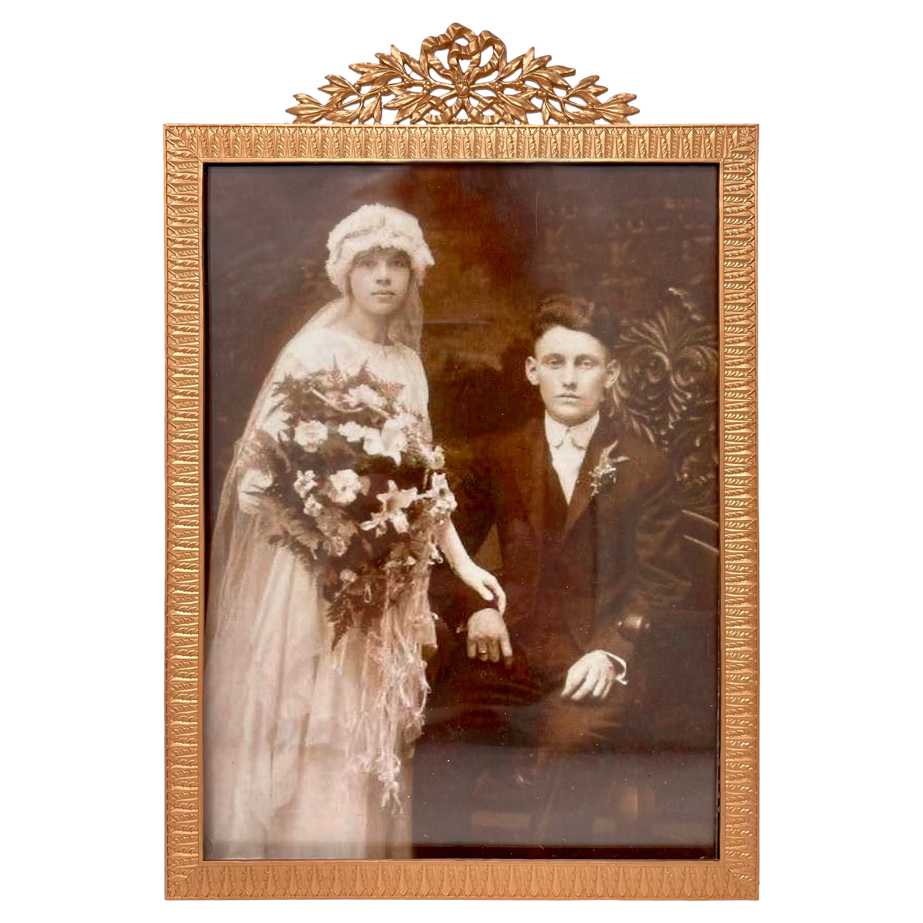 Antique French Gold Bronze Rectangular Picture Frame, Circa 1890 at