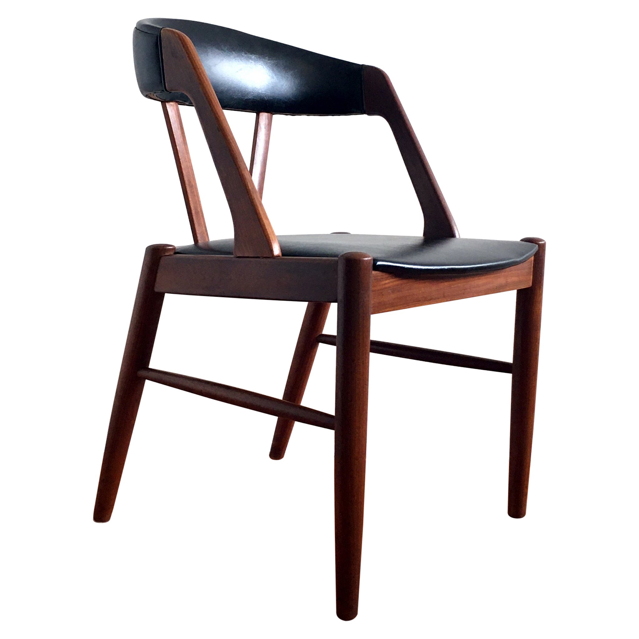 1960's Kai Kristiansen Style Midcentury Teak and Black Chair