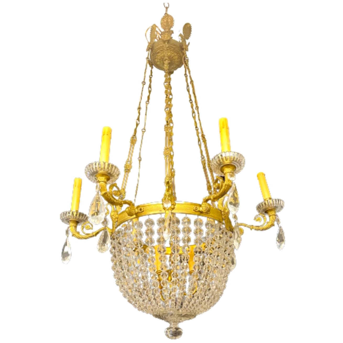 French Beaded Dome 9 Light Chandelier