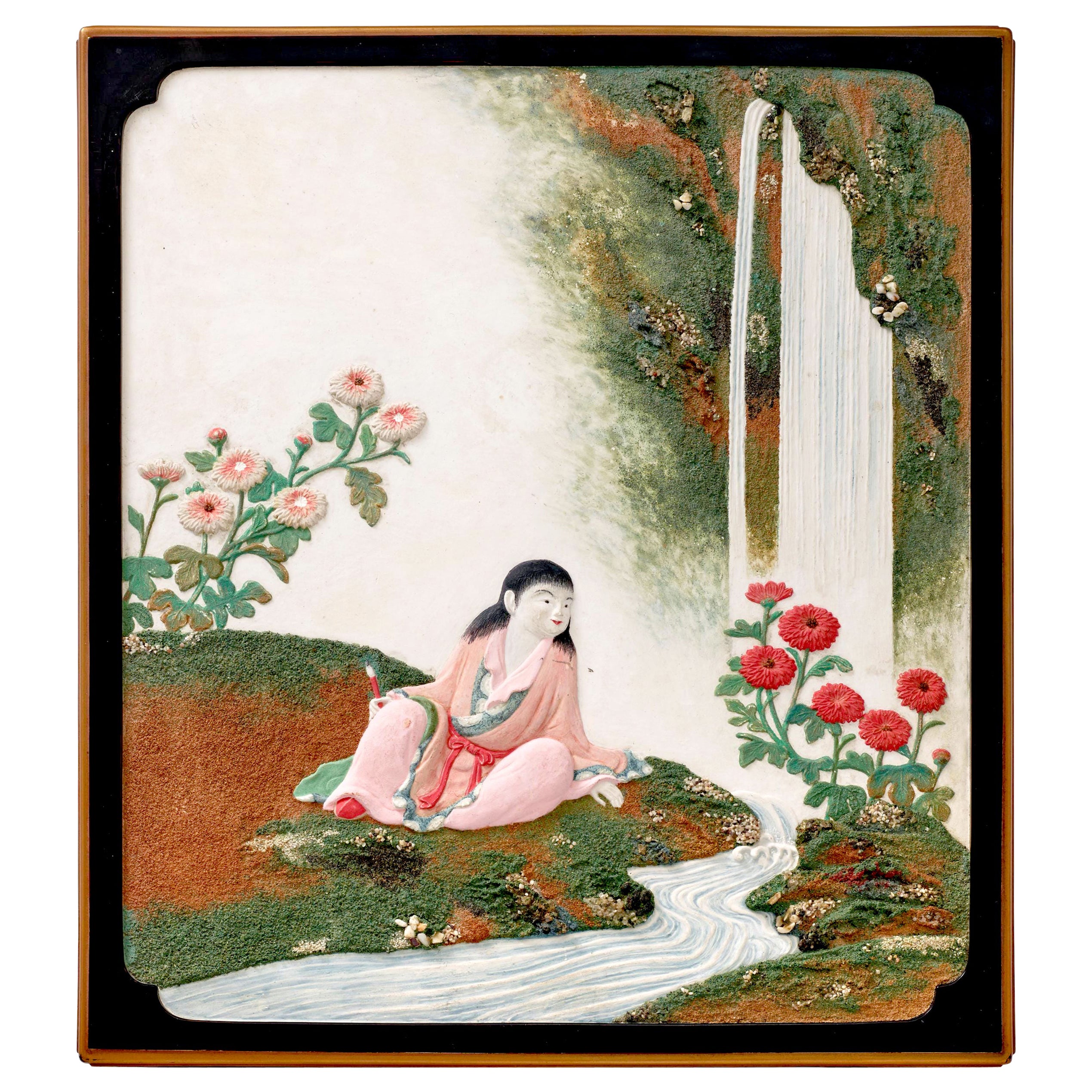 Seltene japanische Lack-Schreibkasten Suzuribako Meiji-Periode im Angebot