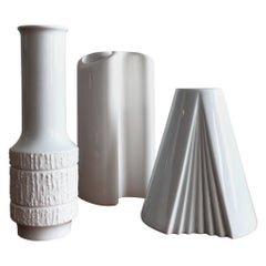 Trio de vases blancs par Thomas:: Dansk et Rosenthal Plissee