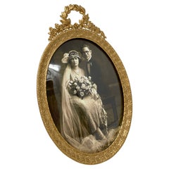 Antique Gold Bronze Oval Frame Retailed at "Lord & Taylor" New York, circa 1900