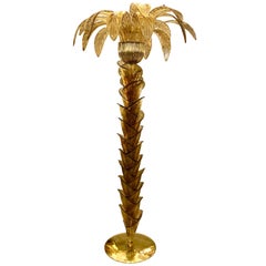 Fumè and Gold Murano Glass Palm Tree Floor Lamp, Brass Fittings, 1970s