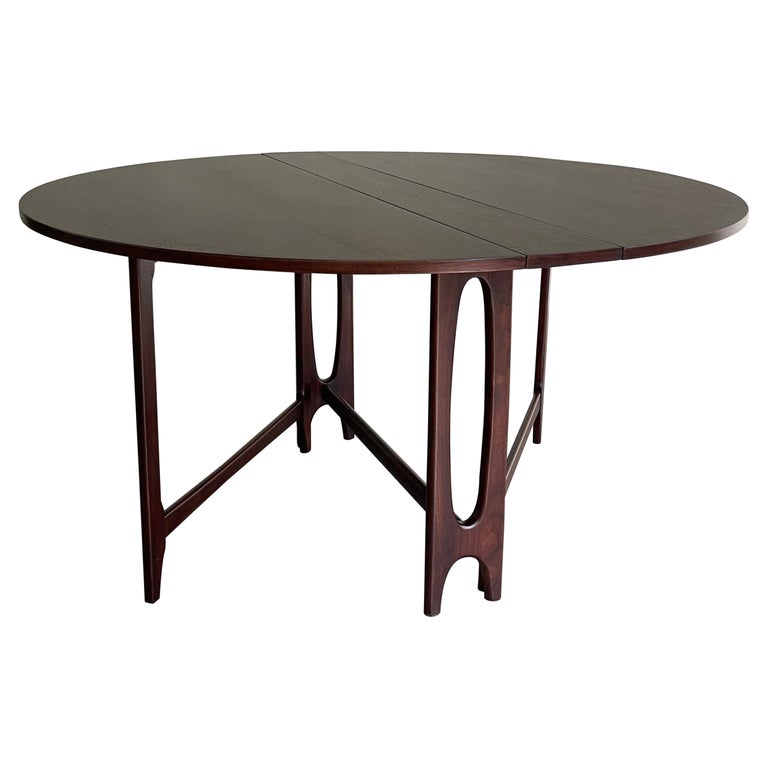 Mid-Century Modern Round Teak Drop Leaf Dining Table at 1stDibs